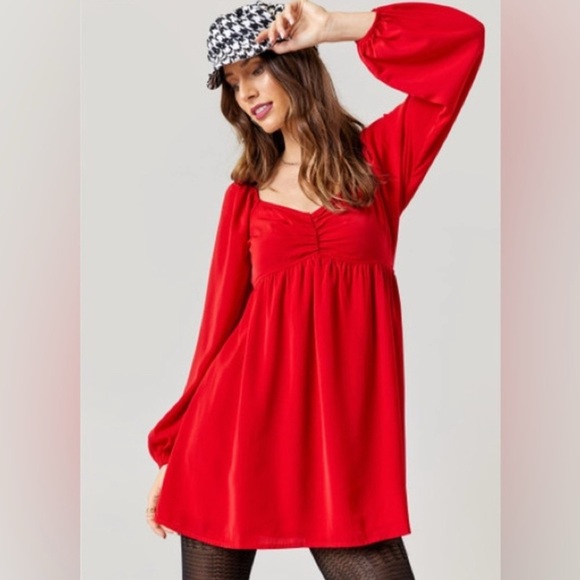Mi Ami | Red Babydoll Mini Dress | M - Picture 2 of 8
